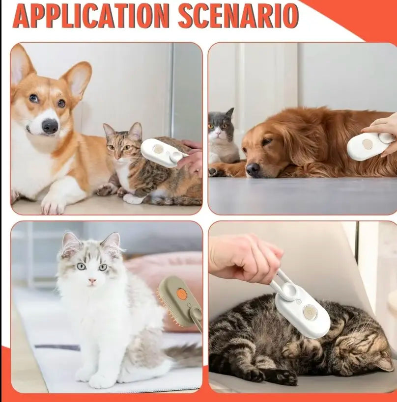 3-In-1 Pet Steam Brush with Bonus Comb! | Steamy Cat Dog Grooming Comb for Shedding, Detangling & Massage,Removes Loose Hair & Tangles Effortlessly,The Ultimate Grooming Tool for Indoor Cats & Shedding Dogs Pet Steam Brush,Cat Dog Hair Remover,