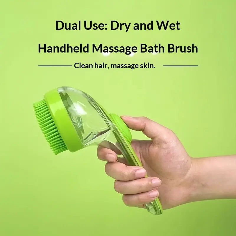 2-In-1 Pet Bath Clean Brush & Shampoo Dispenser | Silicone Dog Grooming Tools Massage Scrubber