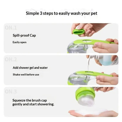 2-In-1 Pet Bath Clean Brush & Shampoo Dispenser | Silicone Dog Grooming Tools Massage Scrubber