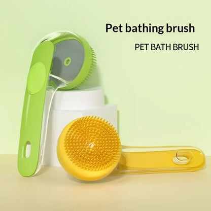 2-In-1 Pet Bath Clean Brush & Shampoo Dispenser | Silicone Dog Grooming Tools Massage Scrubber