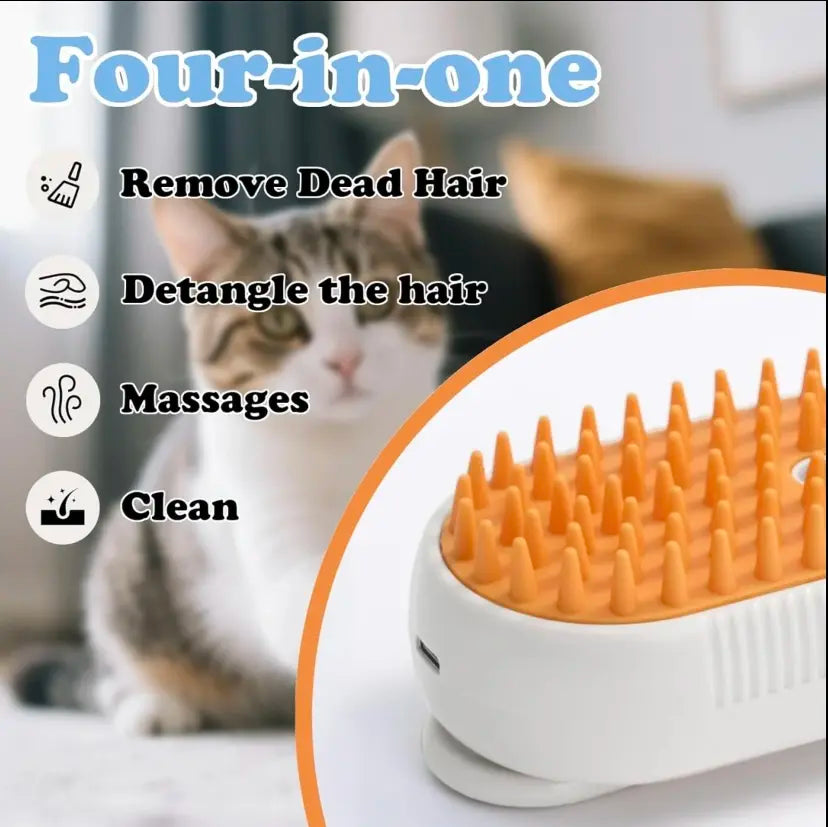 3-In-1 Pet Steam Brush with Bonus Comb! | Steamy Cat Dog Grooming Comb for Shedding, Detangling & Massage,Removes Loose Hair & Tangles Effortlessly,The Ultimate Grooming Tool for Indoor Cats & Shedding Dogs Pet Steam Brush,Cat Dog Hair Remover,