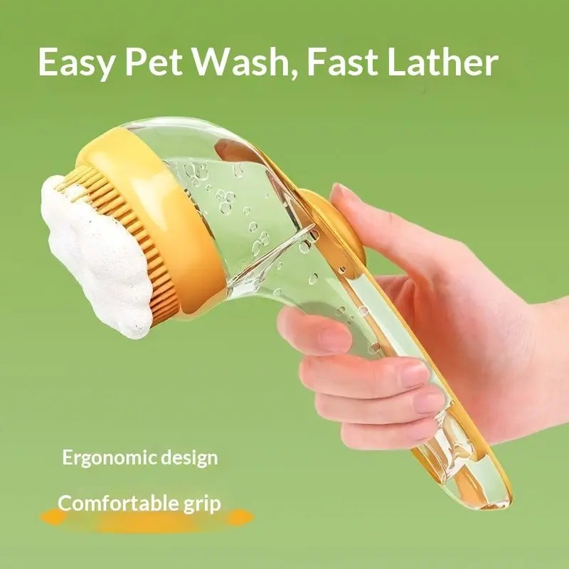 2-In-1 Pet Bath Clean Brush & Shampoo Dispenser | Silicone Dog Grooming Tools Massage Scrubber
