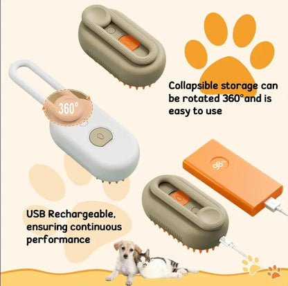 3-In-1 Pet Steam Brush with Bonus Comb! | Steamy Cat Dog Grooming Comb for Shedding, Detangling & Massage,Removes Loose Hair & Tangles Effortlessly,The Ultimate Grooming Tool for Indoor Cats & Shedding Dogs Pet Steam Brush,Cat Dog Hair Remover,